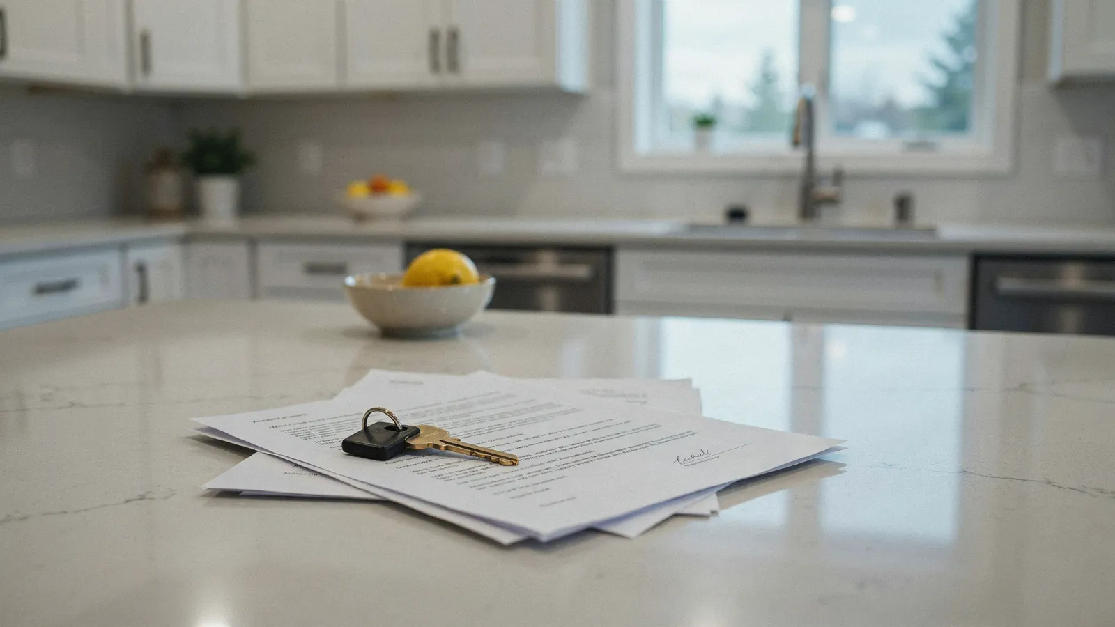 House keys and paperwork laid out for a free foreclosure assessment in Edmonton