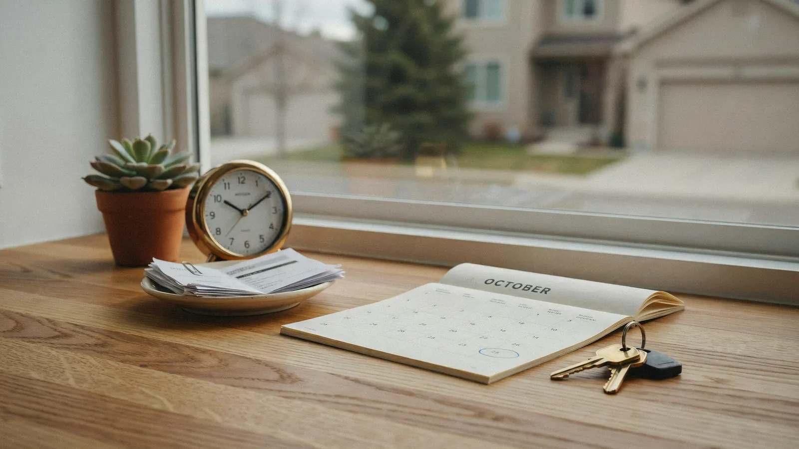 House keys and a calendar marking the redemption period set by an Order Nisi in Edmonton