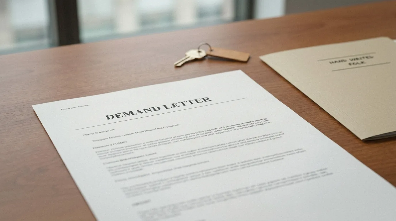 A mortgage demand letter and house keys on a desk, the court process Edmonton uses instead of power of sale